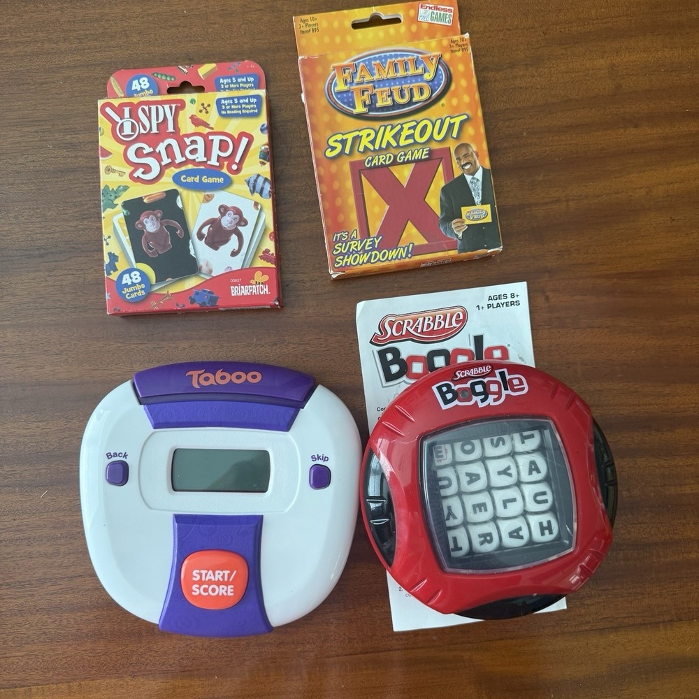 Hasbro Taboo Electronic + Boggle + Family Feud +‎ I Spy Snap Game Lot